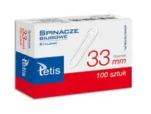 Paczka Spinacze biurowe okrągłe 33mm 100 szt 10 sztuk - Tetis
