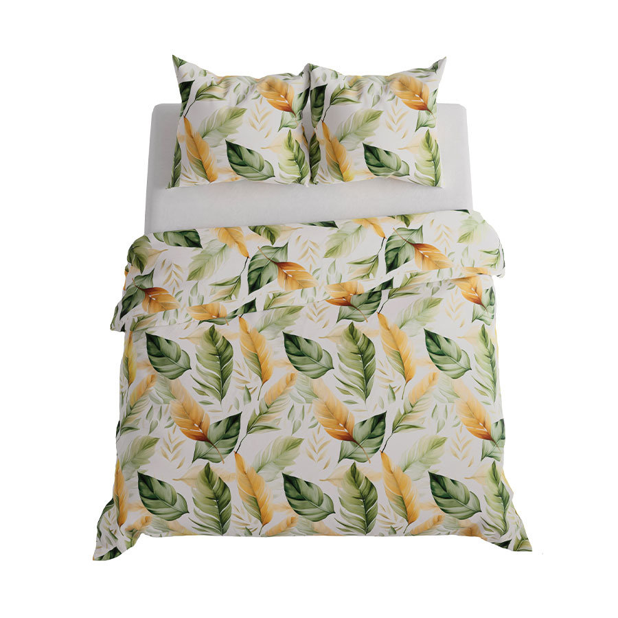 Pościel satynowa ekskluzywna 200x220 Olive liście