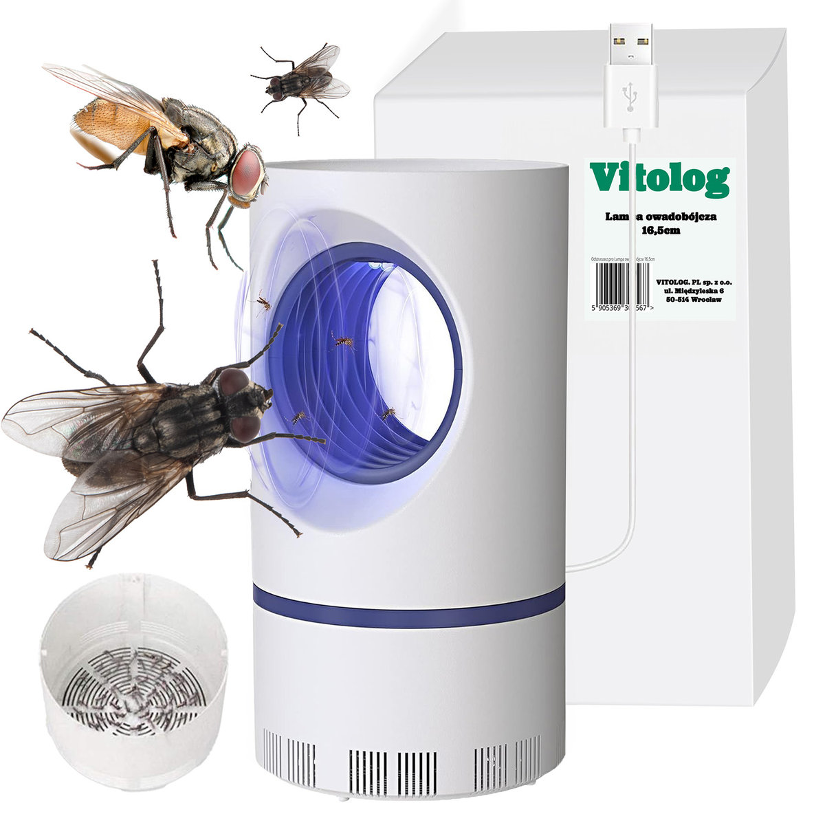 Elektryczna Lampa UV na Owady Komary Muchy Ćmy Owadobójcza Przeciw Owadom