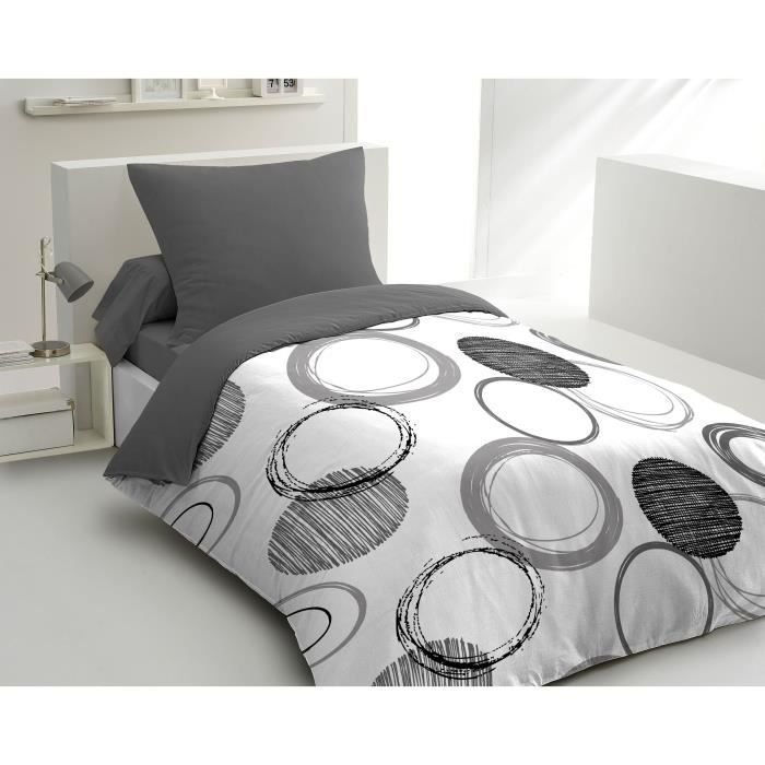 Komplet pościeli Audace z mikrofibry - 1 poszwa na kołdrę 140x200 cm + 1 poszewka na poduszkę 63x63 cm - Jasnoszary - HOME LINGE PASSION