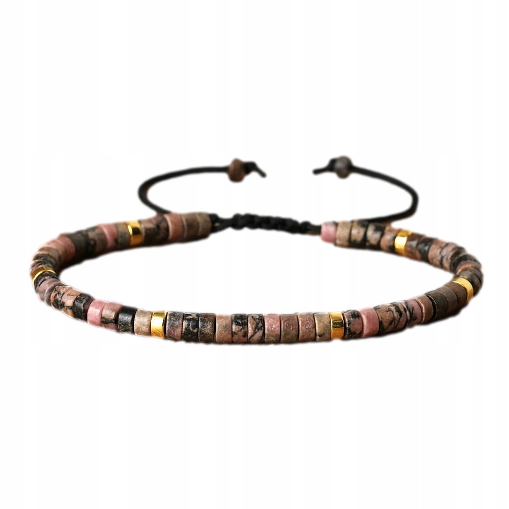 Bransoletka Damska Koraliki Kamień Naturalny Rodochrozyt 2x4 mm Regulowany