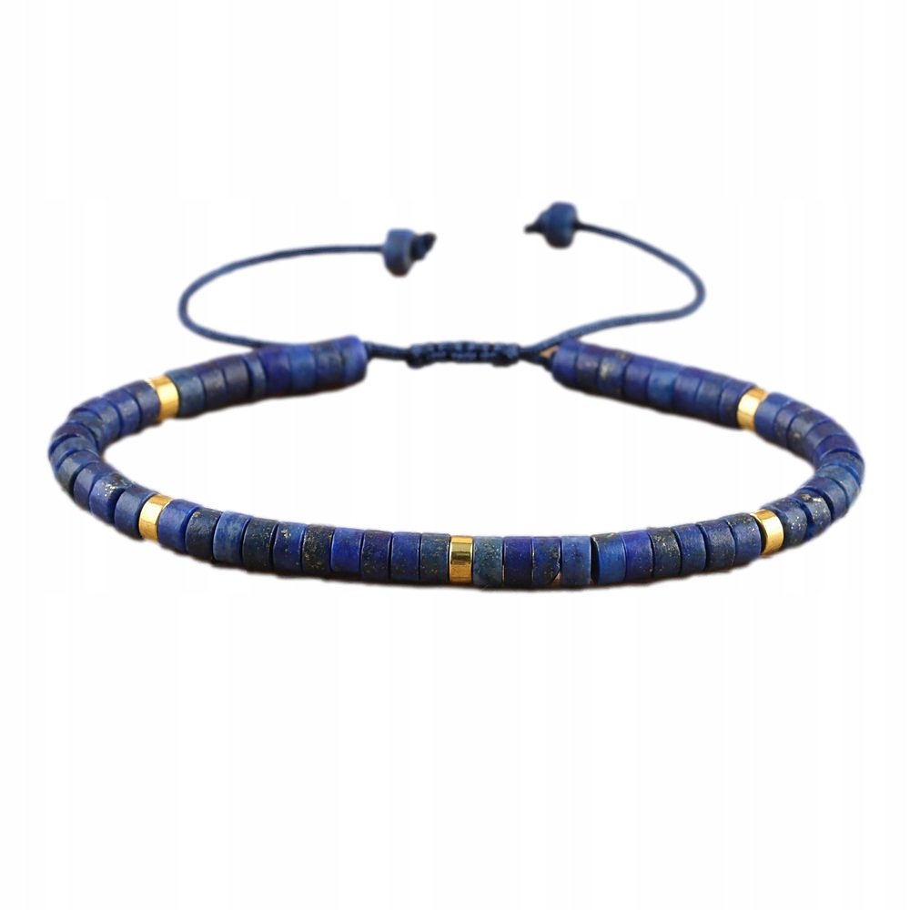 Bransoletka Koraliki Kamień Natural Lapis Lazuli Lazuryt 2x4 mm Regulowany