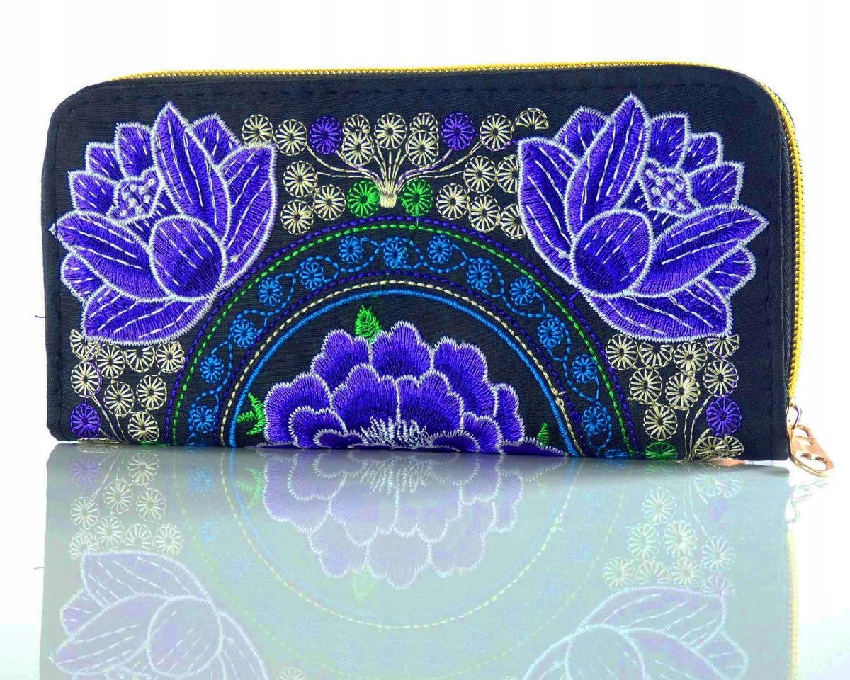 HAFTOWANY ELEGANCKI DAMSKI PORTFEL ETNO FOLK BOHO KOPERTÓWKA