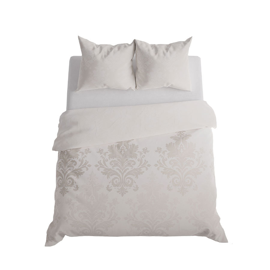 Pościel satynowa ekskluzywna 200x220 Grace beżowe ornamenty