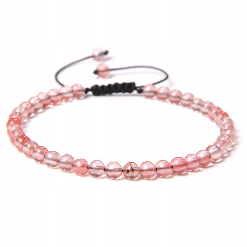 Bransoletka Damska Kamień Naturalny WaterMelon Red 4 mm Koraliki Regulowana