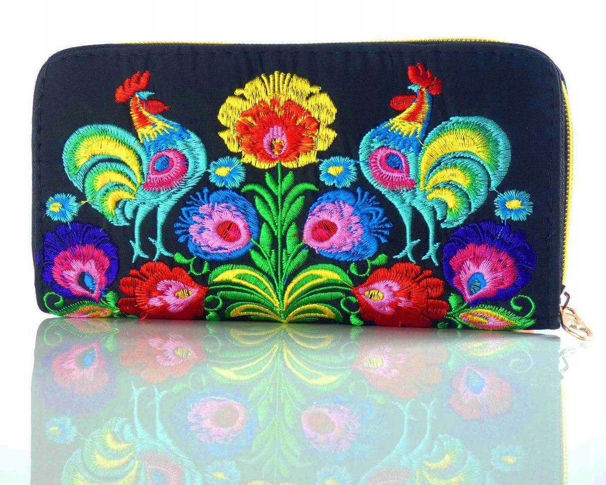 HAFTOWANY ELEGANCKI DAMSKI PORTFEL ETNO FOLK BOHO KOPERTÓWKA