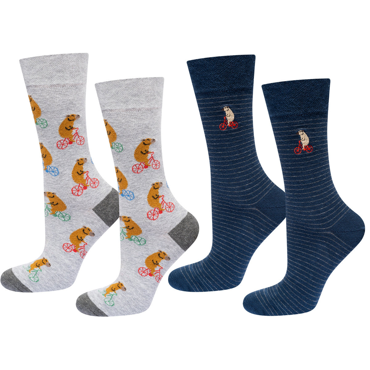 Skarpetki męskie SOXO kapibara na rowerze - 2 Pary-40–45