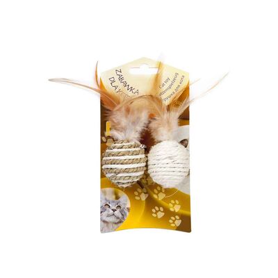 Zabawka dla kota piłki eco, sizal + trawa morska - 2 sztuki, Dingo