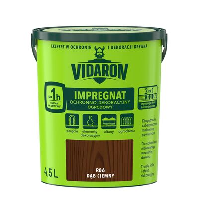 Impregnat Ochronno-Dekoracyjny Ogrodowy R06 Dąb Ciemny 4,5l VIDARON