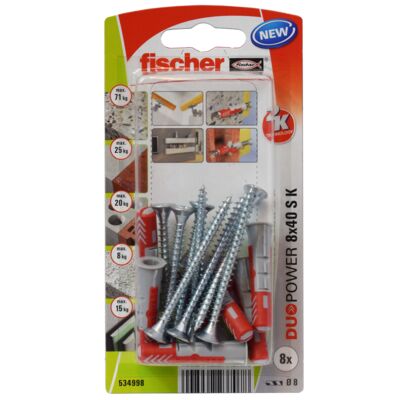 Kołek uniwersalny DUOPOWER z wkrętem 8X40 S K NV