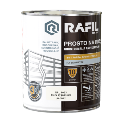 Gruntoemalia PROSTO Na Rdzę Półmat RAL9003 0,75 l RAFIL
