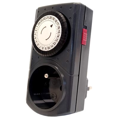 Programator czasowy, mechaniczny 24 h grafitowy