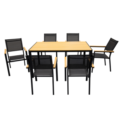 Stół ogrodowy Rocco 150 x 90 cm czarno-brązowy