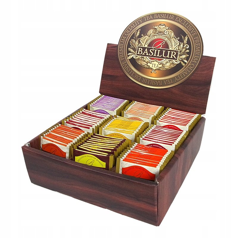 Basilur ZESTAW HERBAT owocowych bez kofeiny 9 SMAKÓW prezentowy EKSPOZYTOR saszetki - 90 szt.