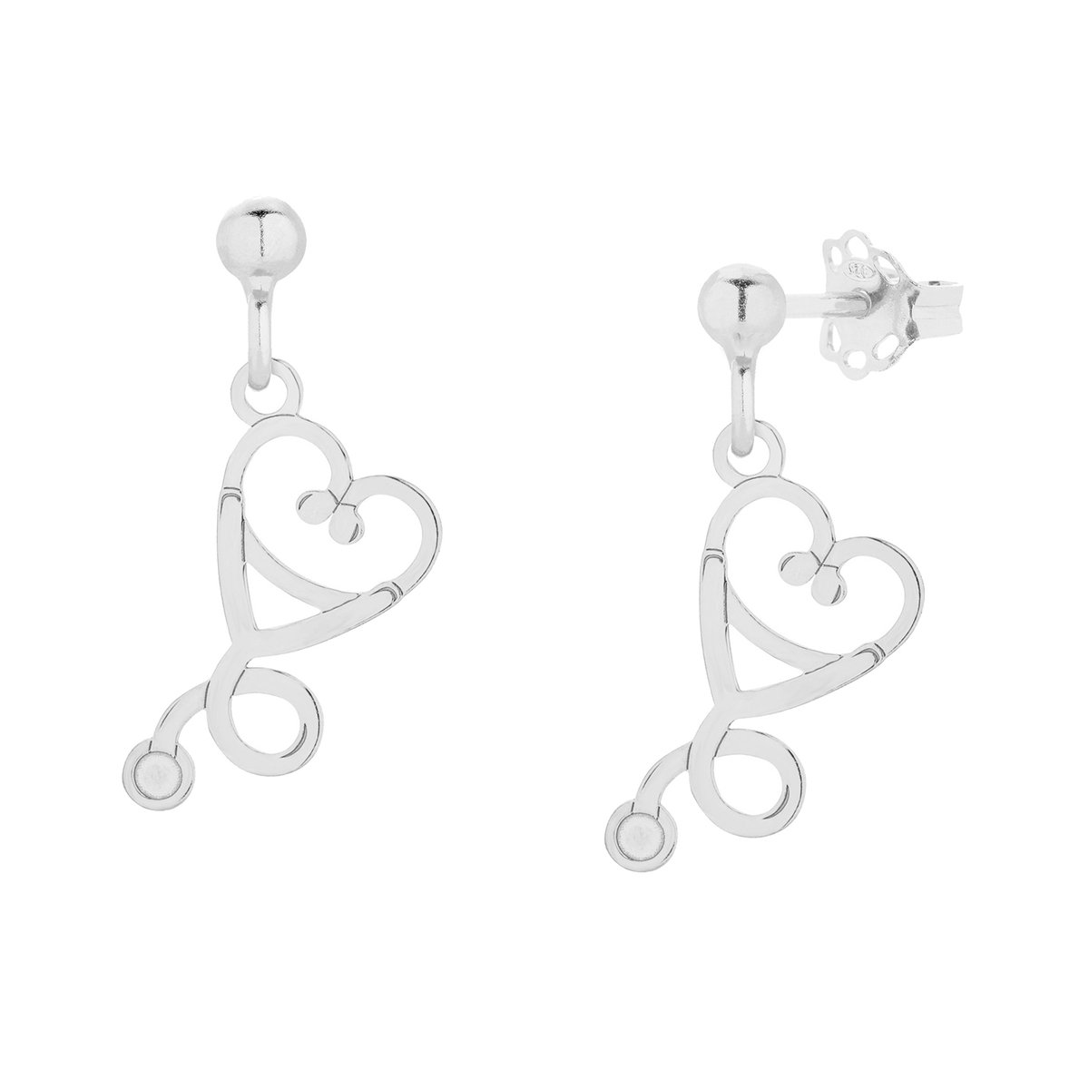 Srebrne kolczyki stetoskop