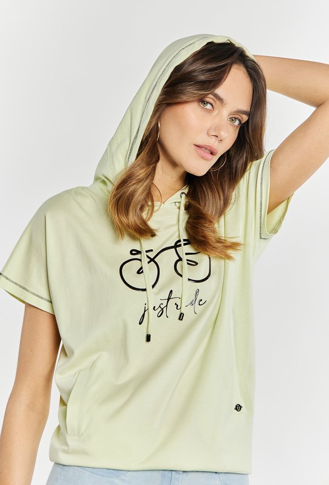 T-shirt damski z kapturem - Monnari