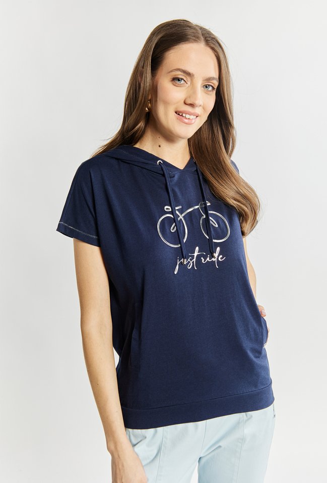 T-shirt damski z kapturem - Monnari