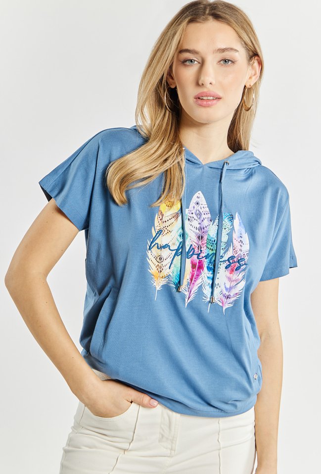 T-shirt damski z kapturem - Monnari