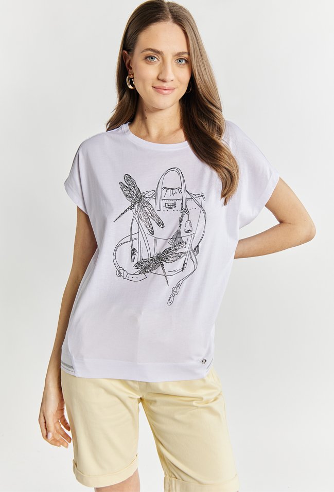 T-shirt z cekinowymi ważkami - Monnari