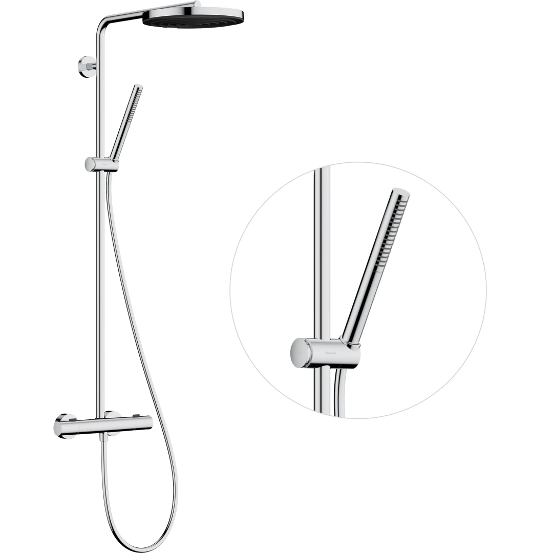 HANSGROHE 24222000 Pulsify S Puro Komplet prysznicowy 260 1 jet z Ecostat Fine Chrom