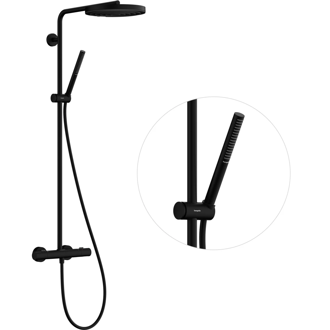 HANSGROHE 24222670 Pulsify S Puro Komplet prysznicowy 260 1 jet z Ecostat Fine Czarny Matowy