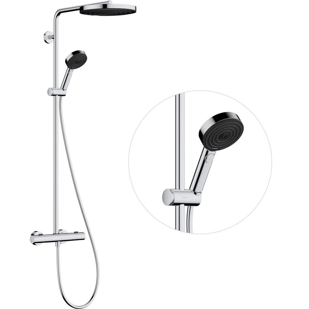 HANSGROHE 24236000 Pulsify S Puro Komplet prysznicowy 260 1 jet z Ecostat Fine i główką prysznicową 3jet Chrom