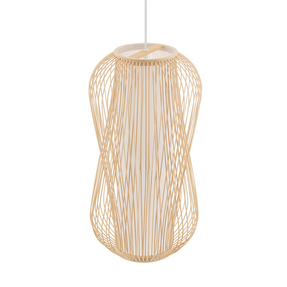 Zwisająca lampa Puket 11162 Nowodvorski gniazdo japandi cage kuchenna bambusowa metalowa biała