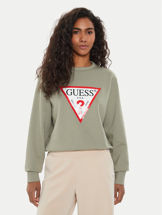 Guess Bluza W2YQ16 KBA11 Zielony Regular Fit