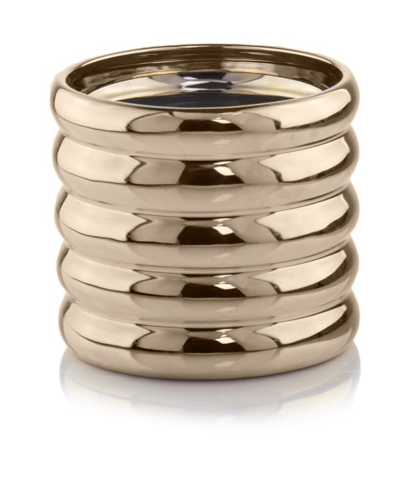 Osłonka Na Doniczkę Ceramiczna Cylinder Złota 14Cm