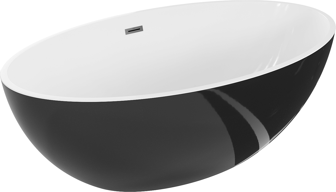 Mexen Nike wanna wolnostojąca 175 x 100 cm, biała/czarna, przelew gun metal szczotkowany - 54071751075-95