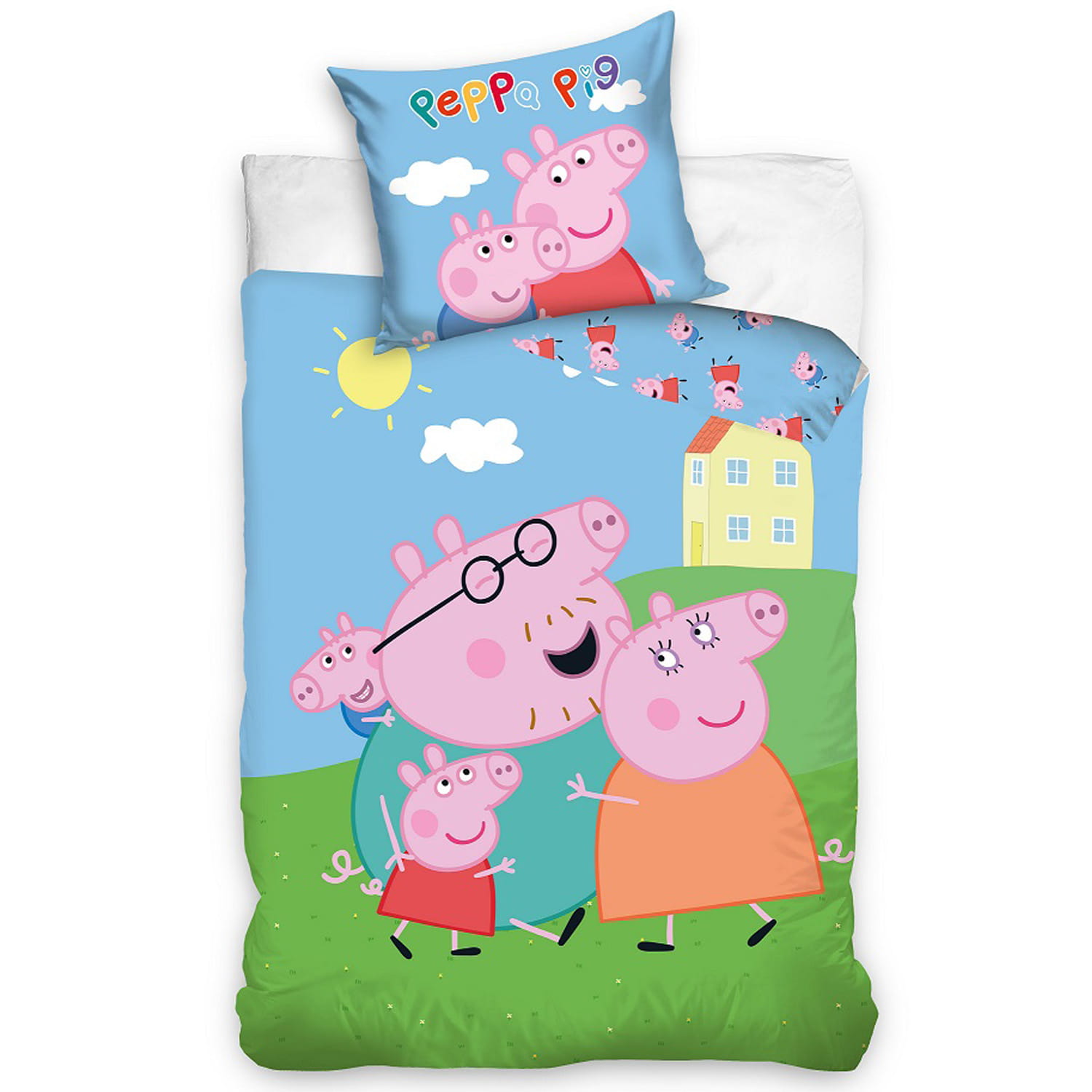 Pościel 100x135 Świnka Peppa wesoła rodzinka bawełniana