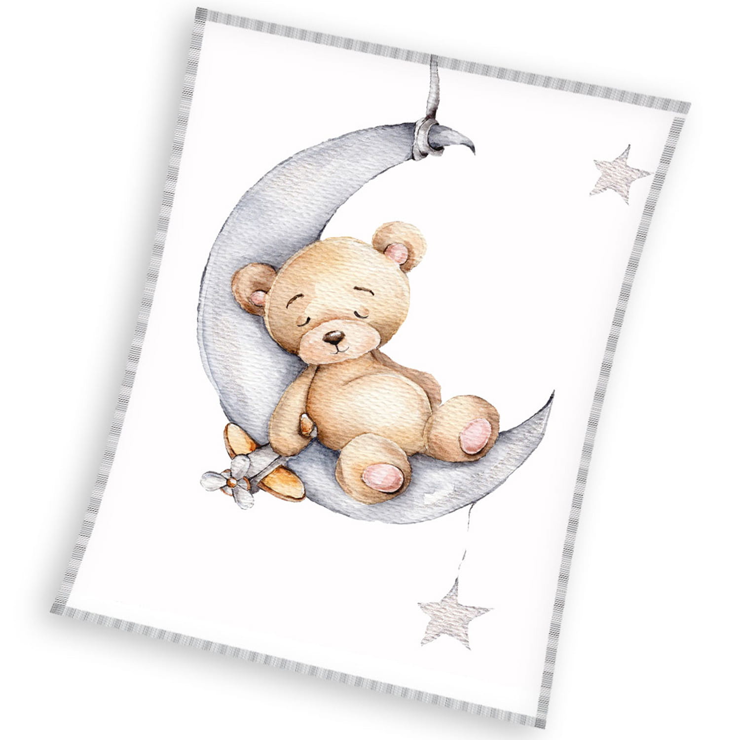 Koc 110x140 Miś na księżycu polarowy dziecięcy