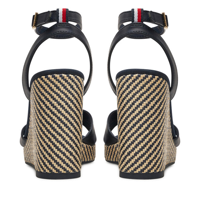Sandały Tommy Hilfiger Im Raffia Sandal FW0FW08224 Granatowy