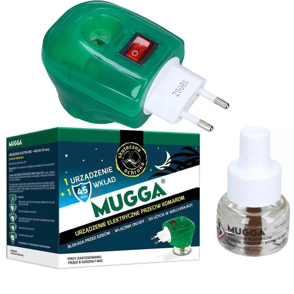 Zestaw 2 szt. - Mugga ELEKTRO + Wkład płyn na komary 45 nocy -35 ml, 1,2% PRALETRYNA K12