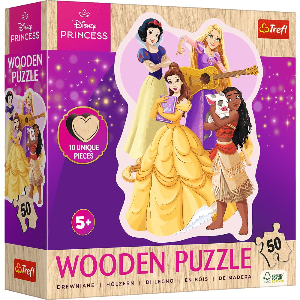 Trefl, Puzzle Wooden, Urocze Księżniczki, 50 el.
