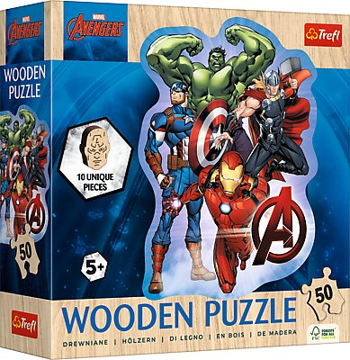 Trefl, Puzzle Wooden, Przygody Avengers, 50 el.