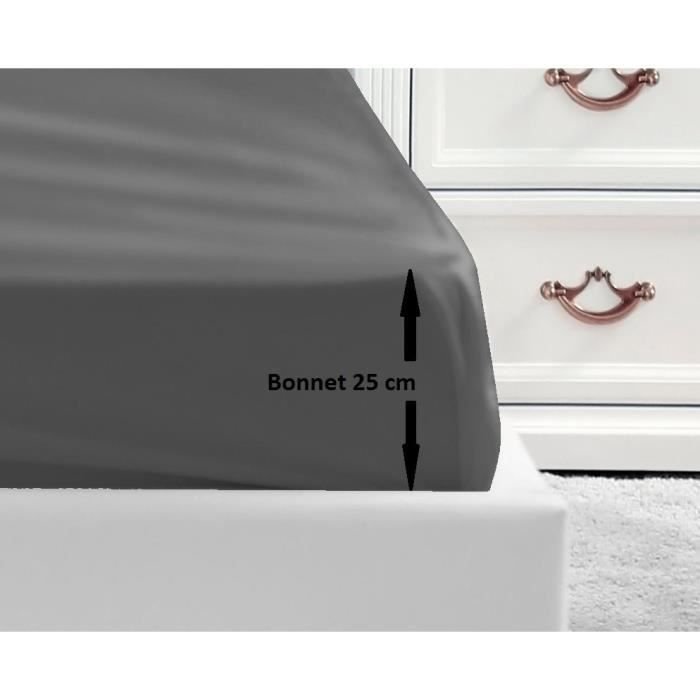 PIEKNY DOM Przescieradlo 100% bawelna 140x190x25 cm ciemnoszary