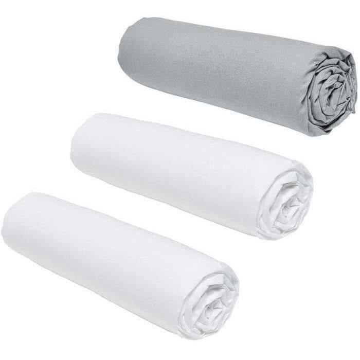 Zestaw 3 prześcieradeł TODAY Essential - 140 x 190 cm - 2 osoby - 100% bawełna - kreda/stal