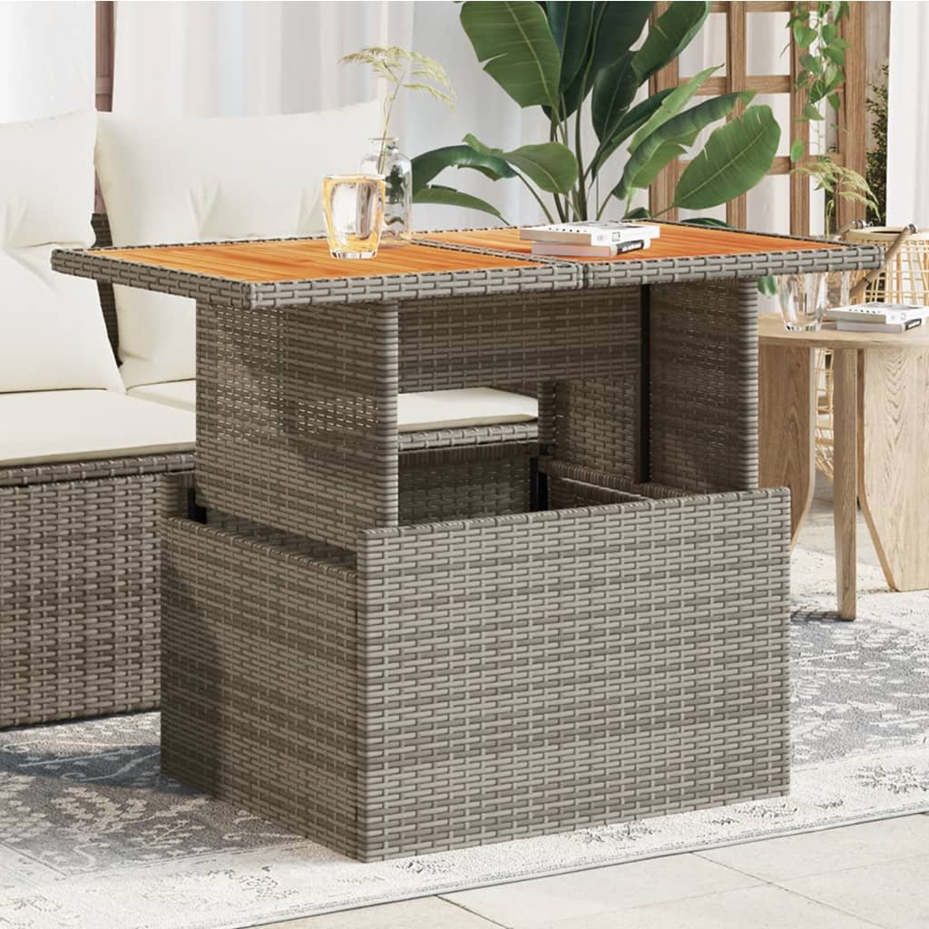 vidaXL Stół ogrodowy, szary 100x55x73 cm, polirattan i drewno akacjowe