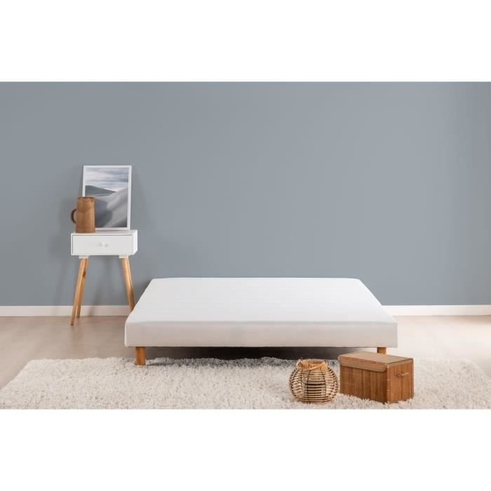 DEKO DREAM Rakenne Tapicerowana podstawa z listew 160 x 200 - Białe lite drewno + nóżki