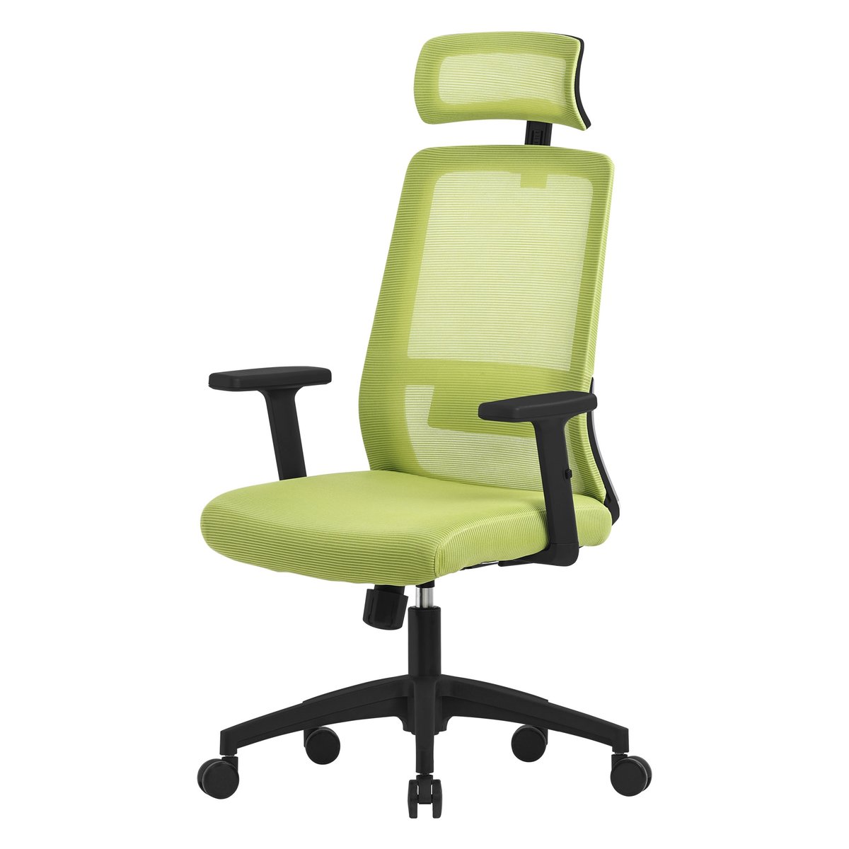 Krzesło biurowe ML-Design ergonomiczne, zielone, siatkowe, krzesło do biurka z regulowanym zagłówkiem, podłokietnikami, podparciem lędźwiowym