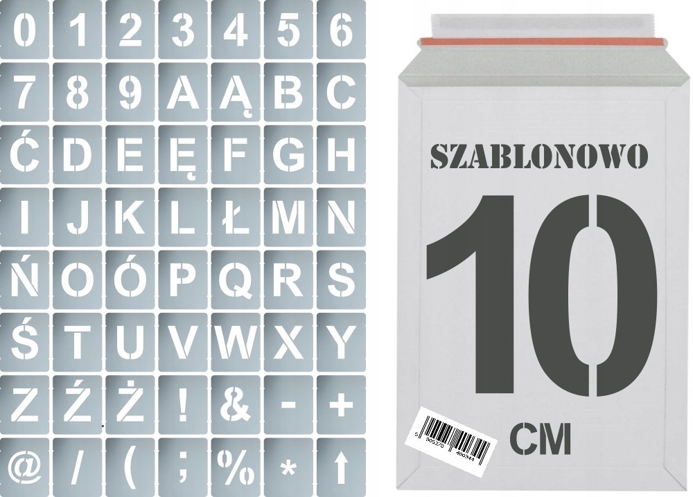 Szablony malarskie wielorazowe Litery i Cyfry 10cm, zestaw 56szt.
