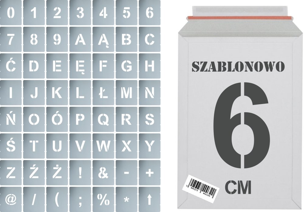Szablony malarskie wielorazowe Litery i Cyfry 6cm, zestaw 56szt.