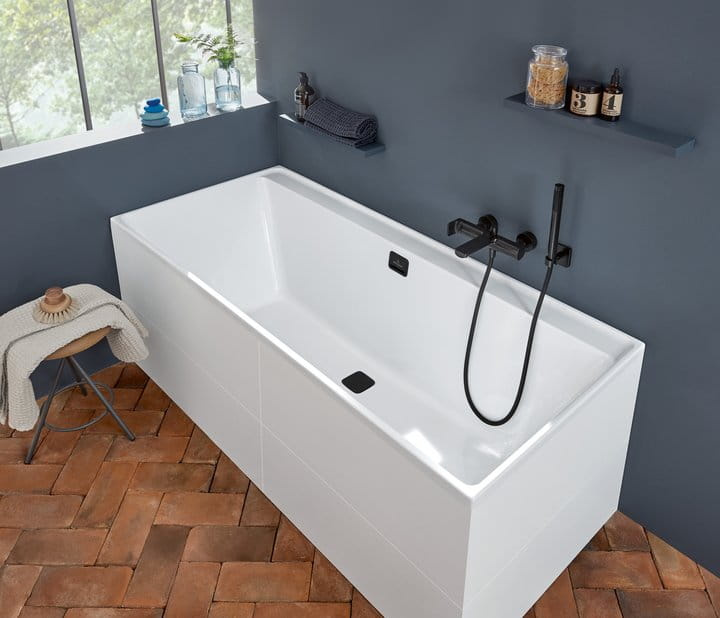 Villeroy & Boch Collaro Wanna prostokątna 160x75 cm biała z odpływem Black Matt UBA160COR2NV-01
