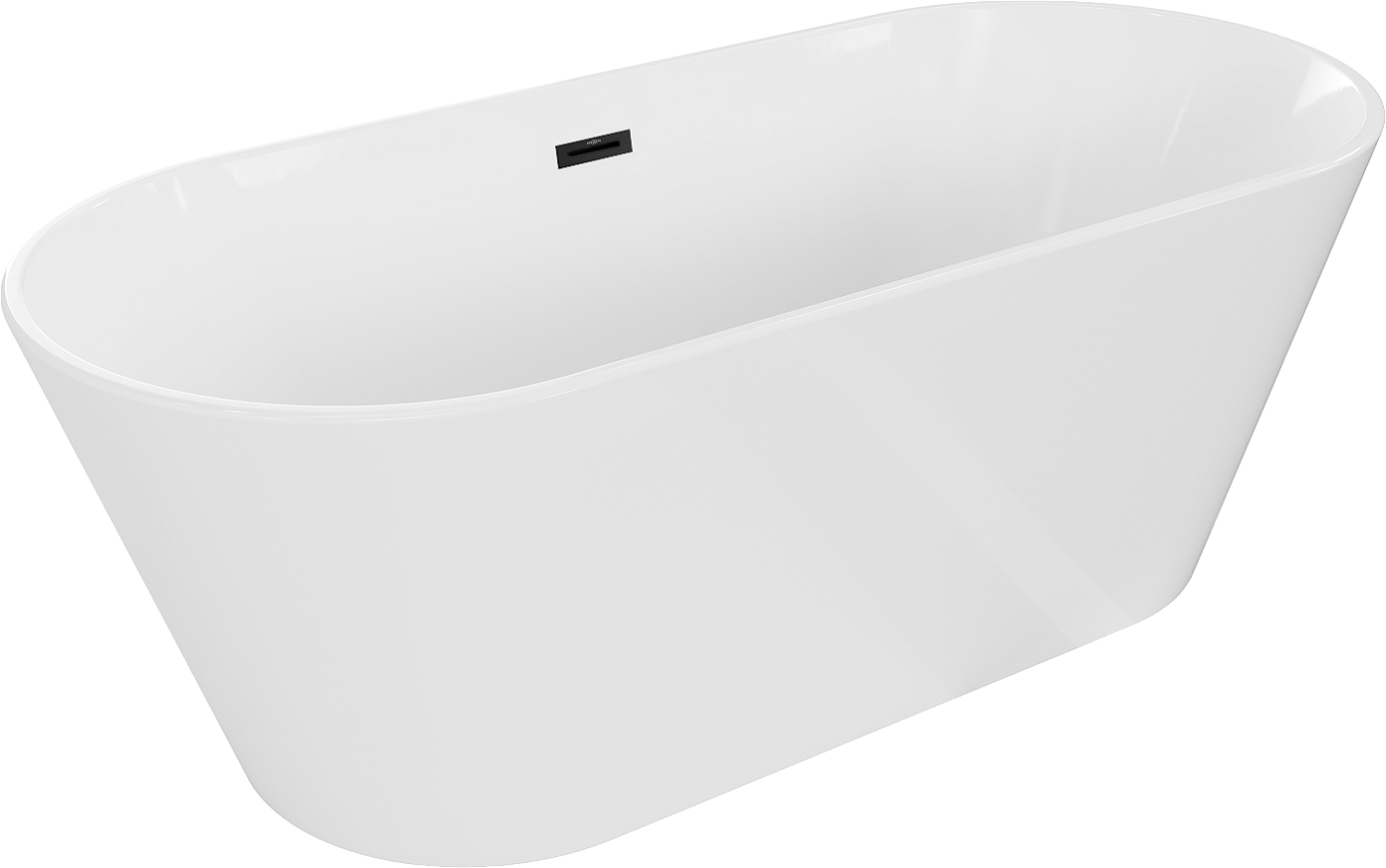 Mexen Flavia wanna wolnostojąca 160 x 75 cm, biała, przelew czarny - 54031608000-70