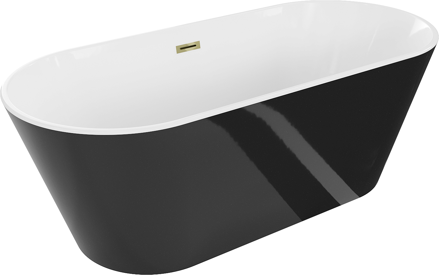 Mexen Flavia wanna wolnostojąca 160 x 75 cm, biała/czarna, przelew złoty - 54031608075-50