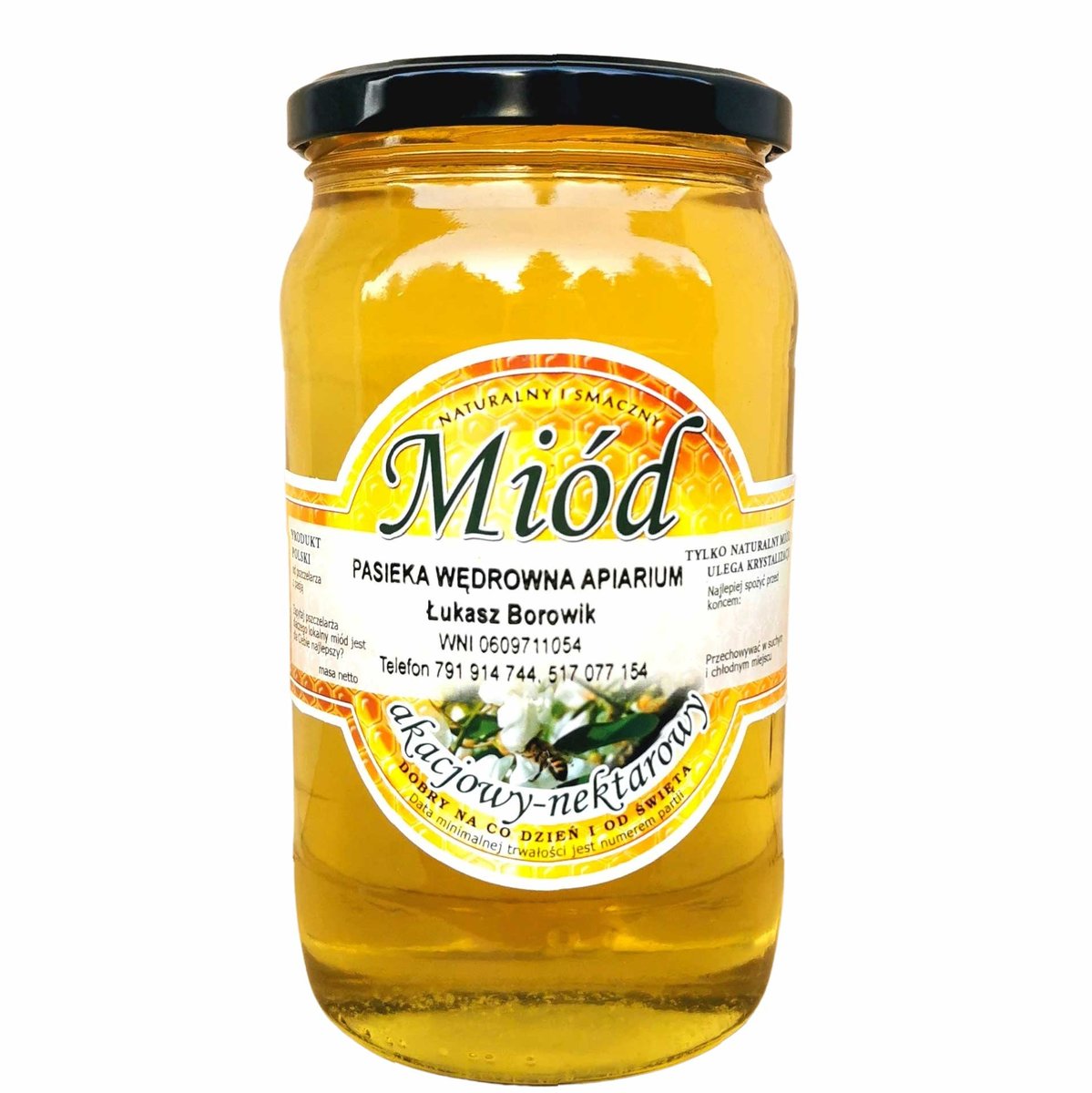 Apiarium Polski Miód Akacjowy 1.1kg z Pasieki, od Pszczelarza