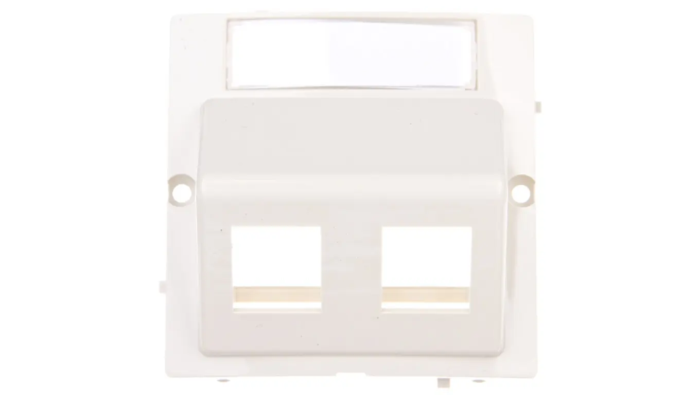 Kontakt Simon KONTAKT_SIMON Plakietka podwójnego gniazda teleinformatycznego skośna z opisem BASIC Beżowy BMGKS2P/12