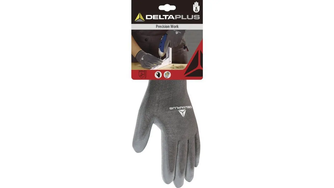 Delta Plus Rękawica dziana z poliestru / Strona Chwytna Powlekana Pu kolor szary 10 DPVE702PG10 DPVE702PG10