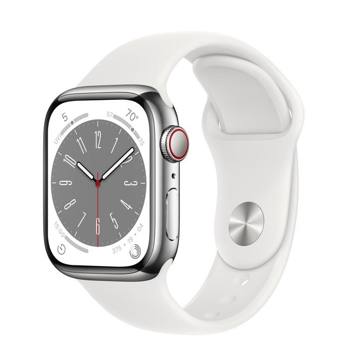 Apple Watch 8 GPS + Cellular 41mm Stalowy MNJ53WB/A Biały